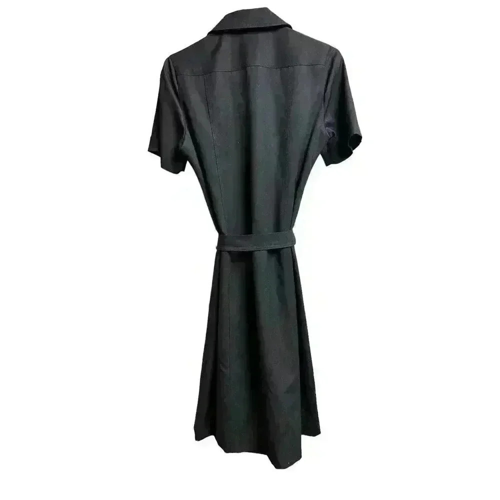 Pendleton Black Shift Belted Dress 100% Virgin Wool Career Fully Lined - Picture 10 of 14
